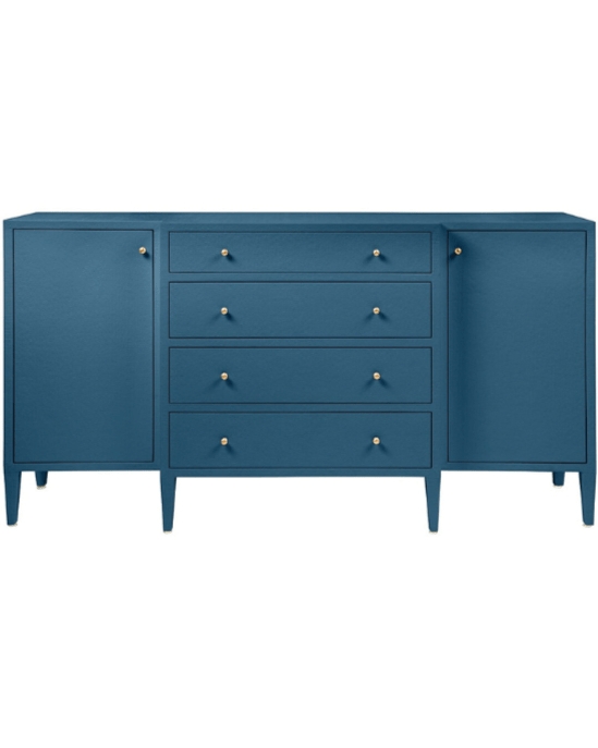 Modern Sideboard with Oversized Ring Pulls & Navy Texture