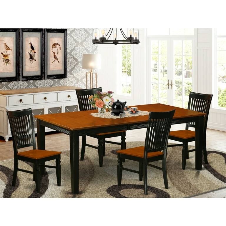 Modern Traditional 5-Piece Dining Set Two-Toned Black and Cherry
