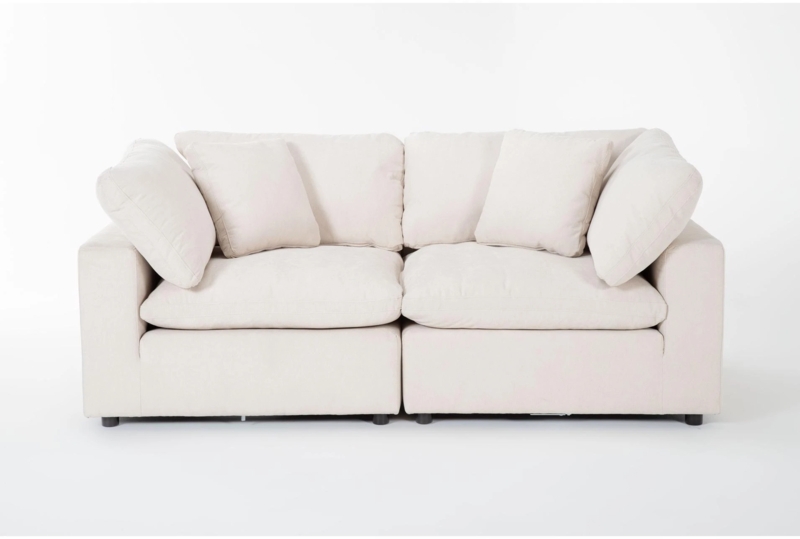 Modular Loveseat with Track Arms and Loose Cushions for Small Spaces