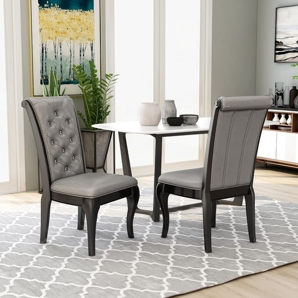 Mora Glam Grey Faux Leather Dining Chairs (Set of 2) by Furniture of  America - Bed Bath & Beyond - 21176909