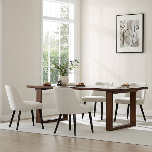 Natural Wood Ladder Back Kitchen Chairs with Upholstered Seat