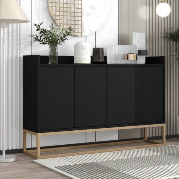 Navy Blue Buffet Geometric Diamond Texture Gold Base Glam Style