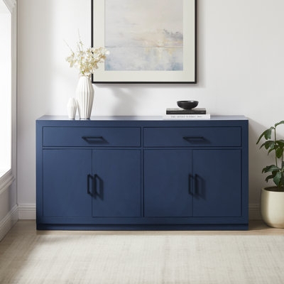 Navy Blue Dining Room Sideboard with Gold Ring Pulls