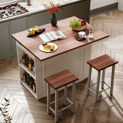 Navy Kitchen Island Set With Mesh Doors For Modern Farmhouse