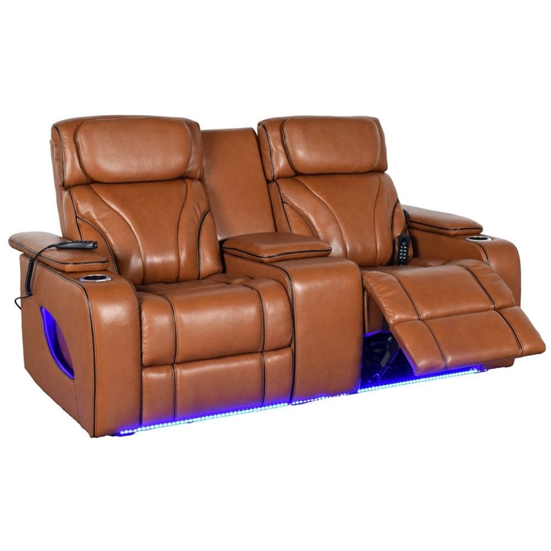 Nutmeg Power Recline Loveseat with Adjustable Headrest