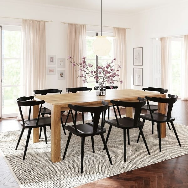 Oak Dining Chair Mid Century Curved Frame Leatherette Seat