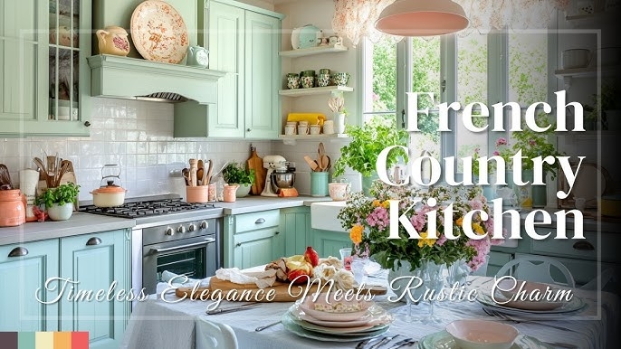 Off-White French Country Kitchen and Stone Countertops