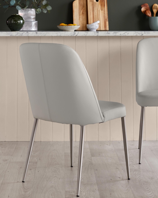 Open Back Dining Chair Curved Silhouette Leather Like Seat