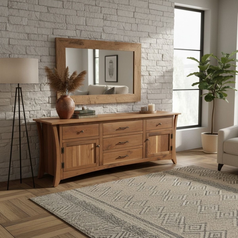 Organic Modern Sideboard with Figured Walnut Grain