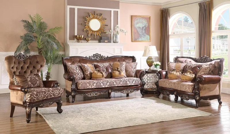 Ornate Cherry Loveseat with Intricate Carvings