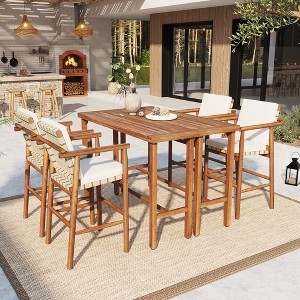 Outdoor Bar Set, 6-Piece, Bar-Height Table with Stools