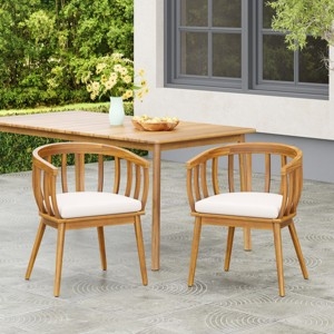 Outdoor Dining Chair Curved Backrest Integrated Arms Beige Modern
