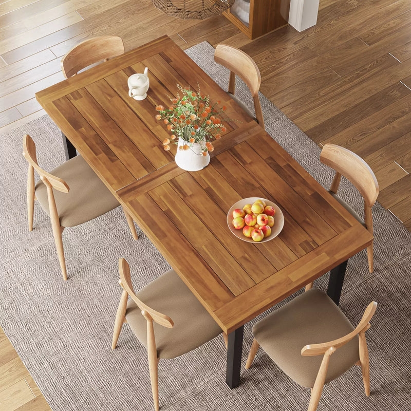 Outdoor Dining Set with Benches, Live Edge, Metal U-Legs