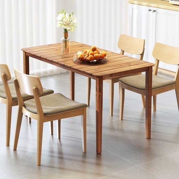 Outdoor Dining Table Slatted Top Rectangular Minimalist Outdoor Dining