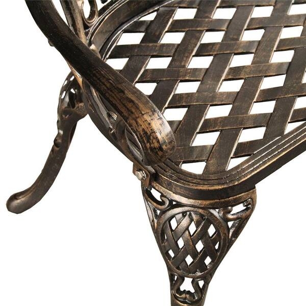 Outdoor Loveseat Lattice Back Antique Bronze Ornate Garden Bench