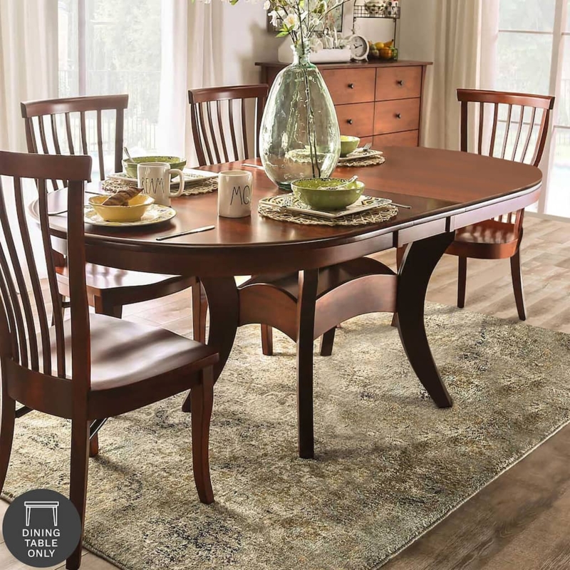 Oval Dining Table Double Pedestal Base Distressed Wood Finish