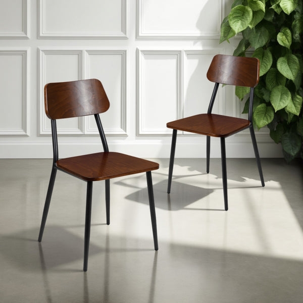 Pair of Dining Chairs: X-Back Wood & Metal Frame