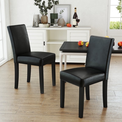 Parsons Dining Chair High Back Distressed Brown Tapered Dark Legs