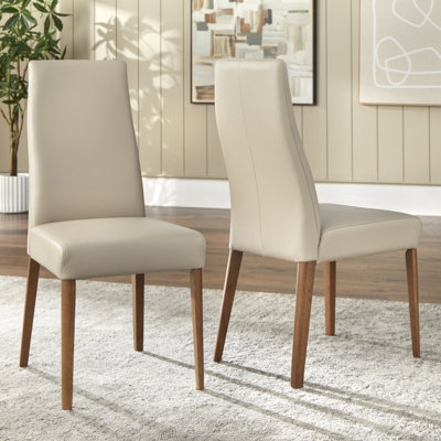 Parsons Dining Chair Set in Espresso Leather-Like Upholstery