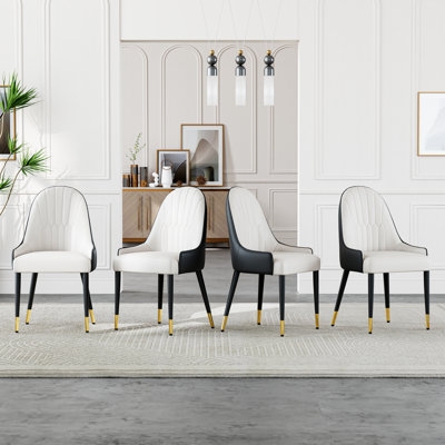 Parsons Dining Chairs Camel Faux Leather with Hooded Casters