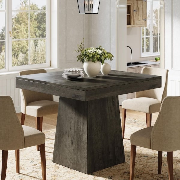 Pedestal Dining 42 Inch Square Dining Table Tribesigns Delilah Modern Gray  Wood Dining Table Pedestal Square Kitchen Dining Table Seats-4 Farmhouse