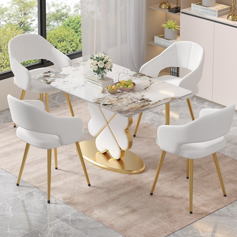 Pink Velvet Dining Chair Set with Vertical Channeling and Black Legs