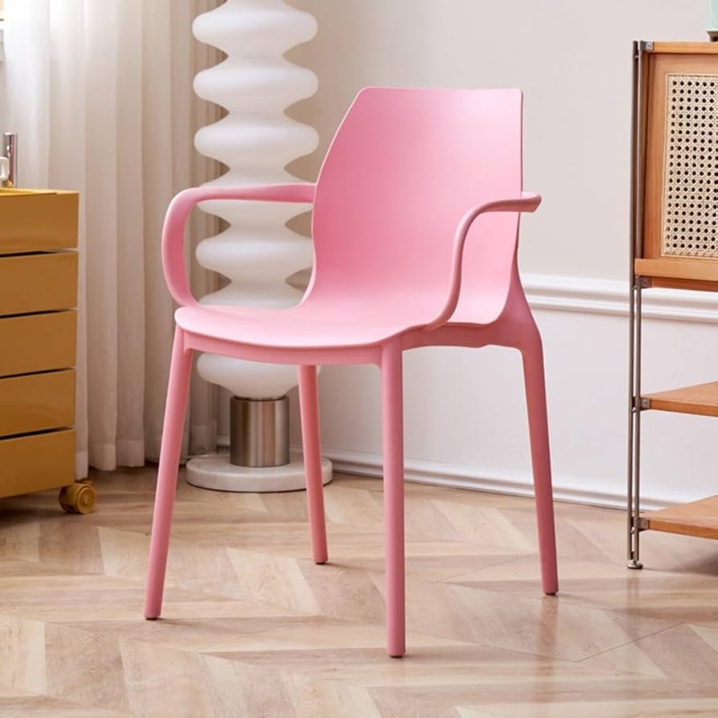 Plastic Dining Armchair with Cross Bracing and Slotted Back