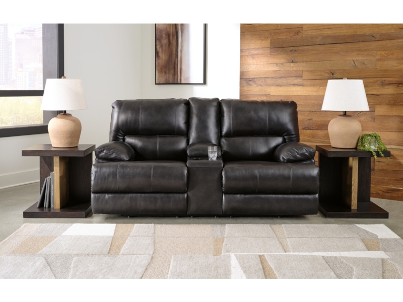 Power Reclining Loveseat for Home Theater with Console