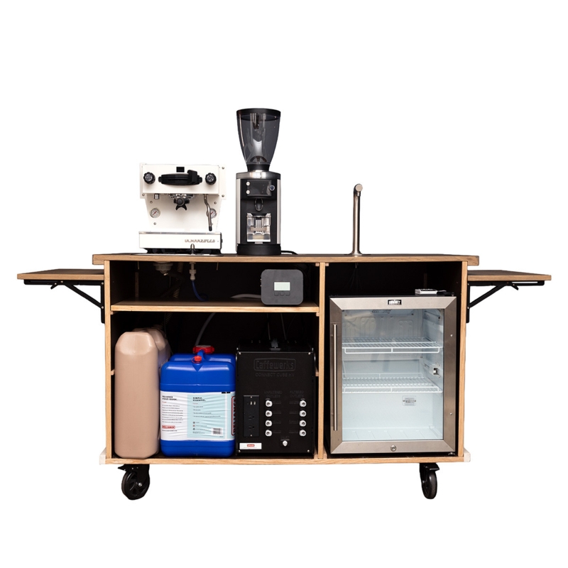 Professional Mobile Coffee Cart, Modern Industrial Wood Cart Base