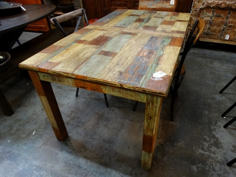 Reclaimed Wood Dining Table with Multitone Distressed Finish