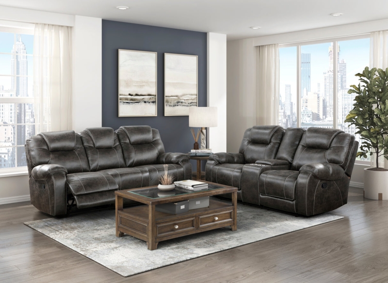 Reclining Loveseat Chocolate Microfiber Center Console Cup Holders