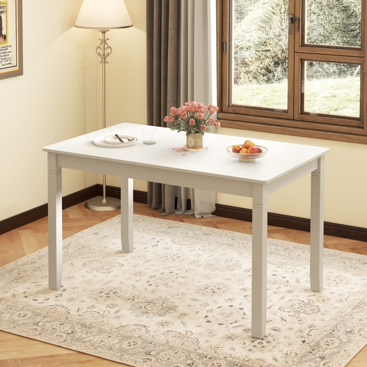 Rectangular Dining Table Cream White Rounded Corners Scandinavian