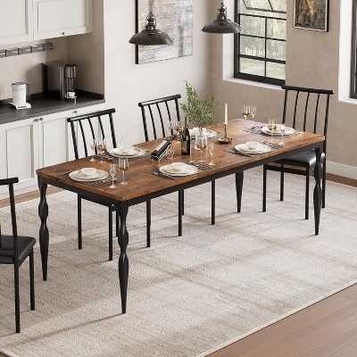 Rectangular Dining Table for 6, 71 inch Kitchen Table w/Large Tabletop, Long Wooden Dining Room Table with Heavy Duty Legs, for Party, Family, Walnut
