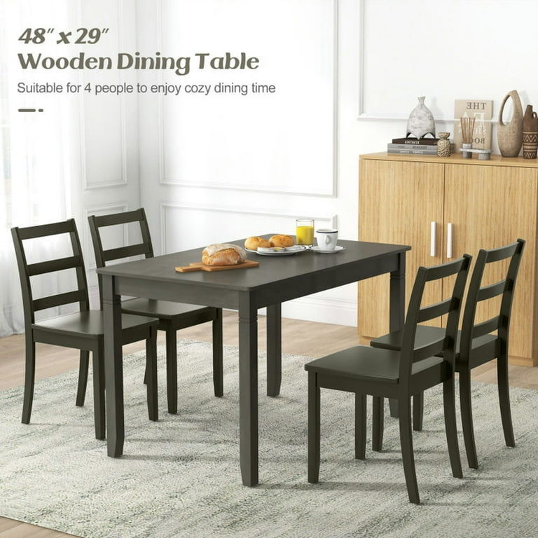 Rectangular Dining Table Tapered Square Legs Wood Grain Minimalist