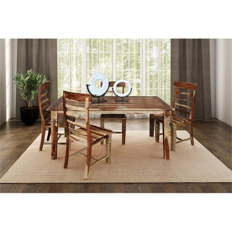 Rectangular Dining Table Thick Block Legs Apron