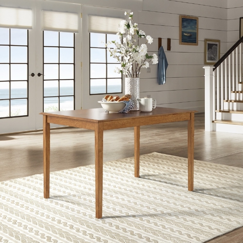 Rectangular Dining Table Two-Tone Finish Turned Legs Farmhouse