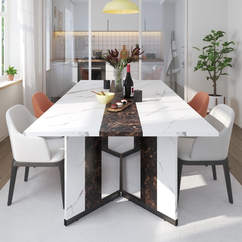 Rectangular Dining Table with Splayed Black Metal Legs