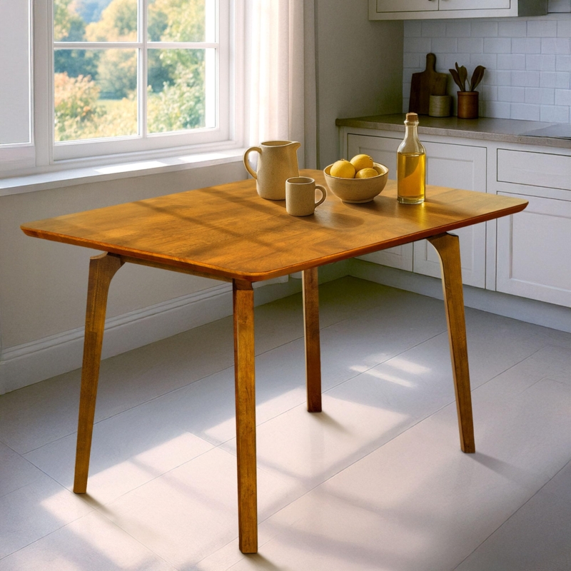 Rectangular Dining Table with Tapered Legs, Caramel Finish