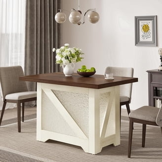 Rectangular Dining Table with Wood Top and Rippled Acrylic Slab Legs