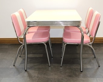 Retro Diner Style Dining Set Rectangular Table and Chairs