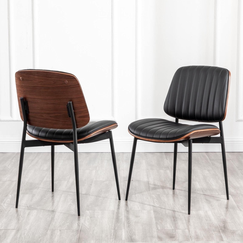 Retro Dining Chair Bentwood Shell Gold Capped Feet Walnut