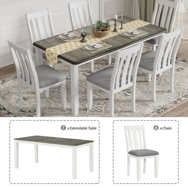 Retro Dining Set Light Wood Tone Rectangular Table Cream Upholstery