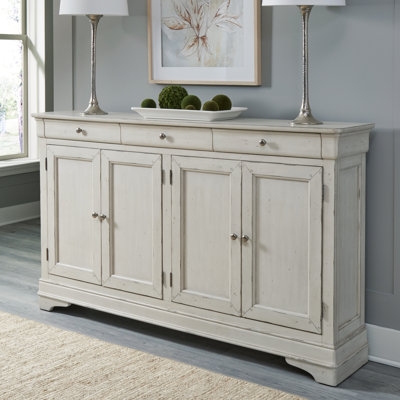Ribbed Door Sideboard with Open Lower Shelf, Matte Black