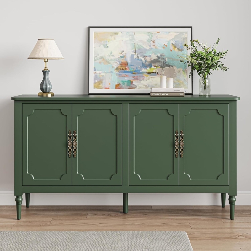 Ribbed Texture Buffet Cabinet Styling Mid Century Tapered Legs