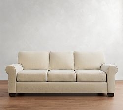Roll Arm Sofa Woven Fabric Three-Seater Traditional Style