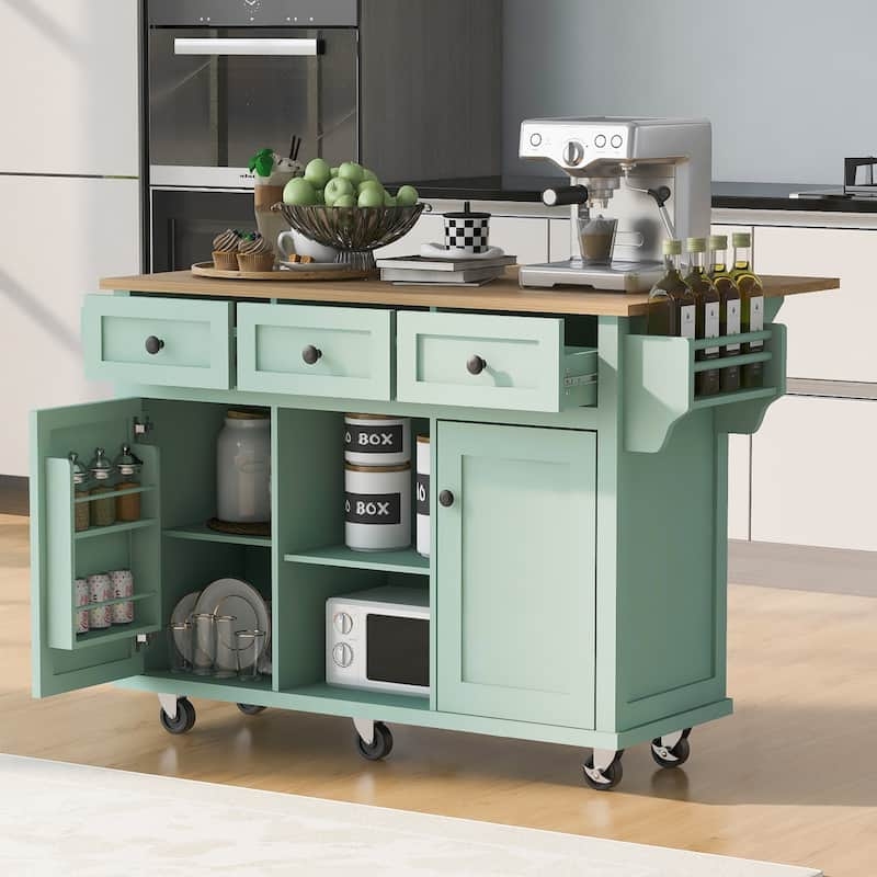 Rolling Island With Mesh Cabinet Doors Drop Leaf Five Casters