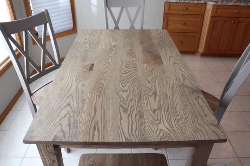 Round Ash Grey Dining Set Spindle Back Chairs Tapered Legs