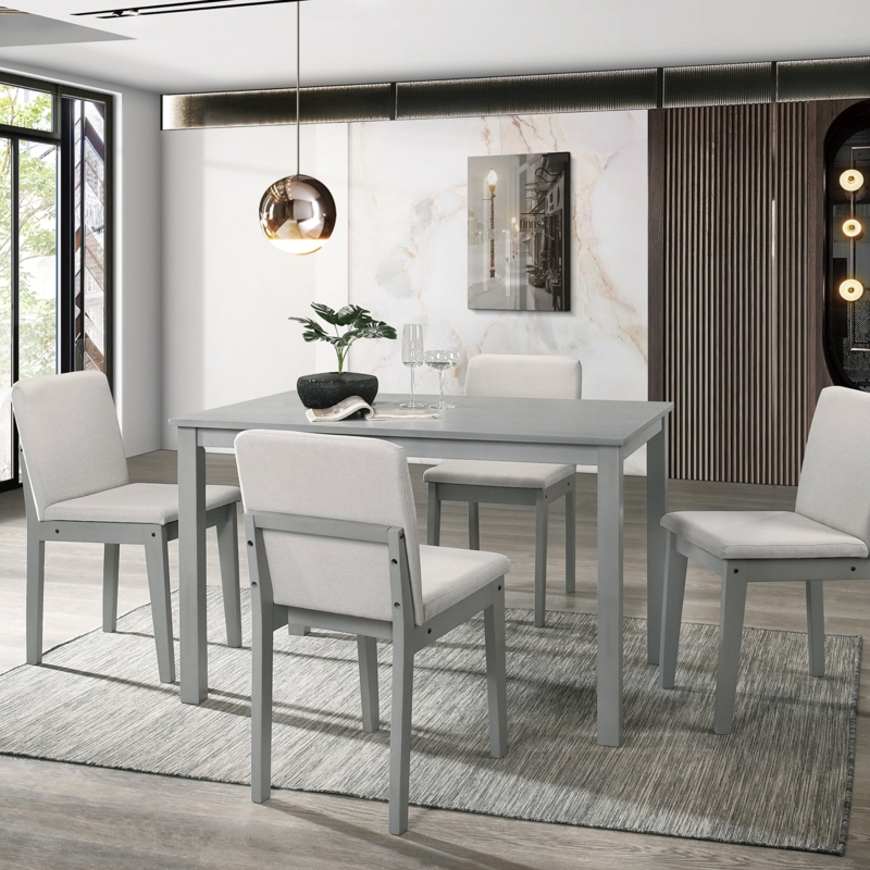 Round Dining Set Ribbed Pedestal Base Beige Seats