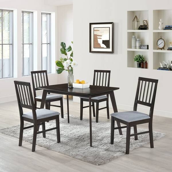Round Dining Table Oak and Espresso Splayed Legs Minimalist Design