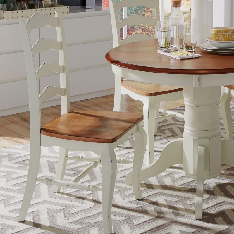 Round Pedestal Dining Set in Two-Tone French Country Finish